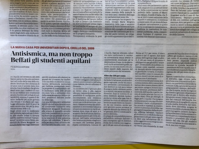 L’Aquila, la “nuova” casa dello studente è antisismica ma non troppo. Beffati gli&nbsp;studenti